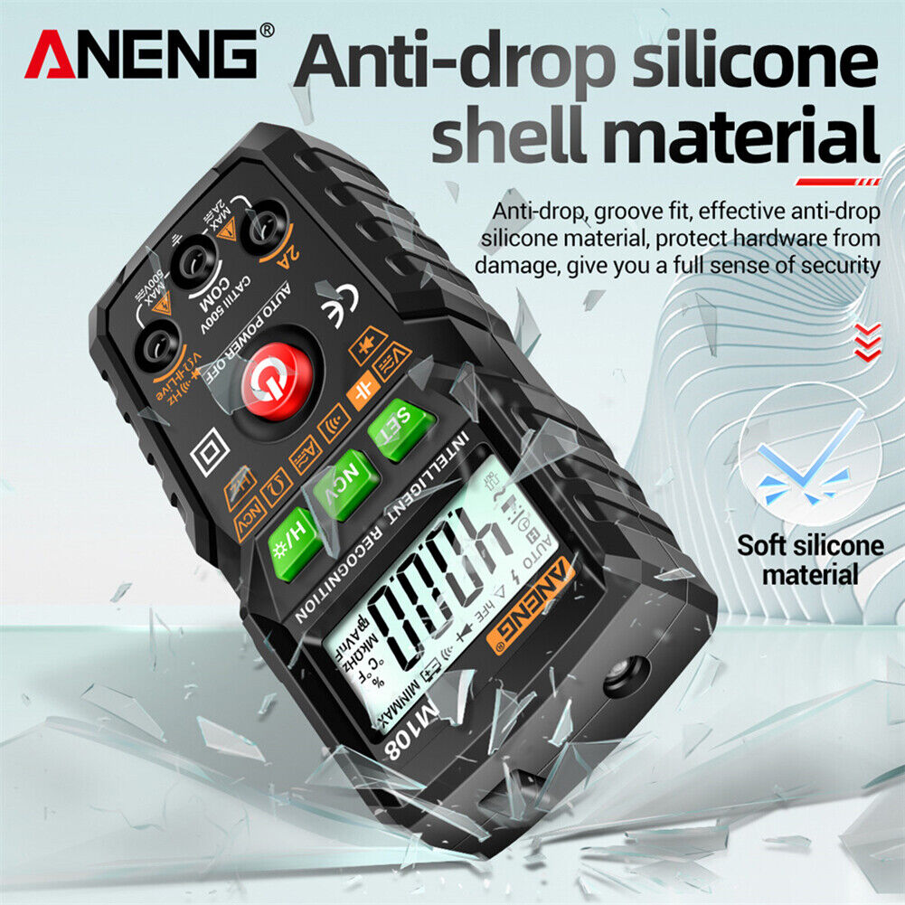 ANENG M108 4000 Counts Smart Digital Multimeter NCV DC AC Tester (Black)