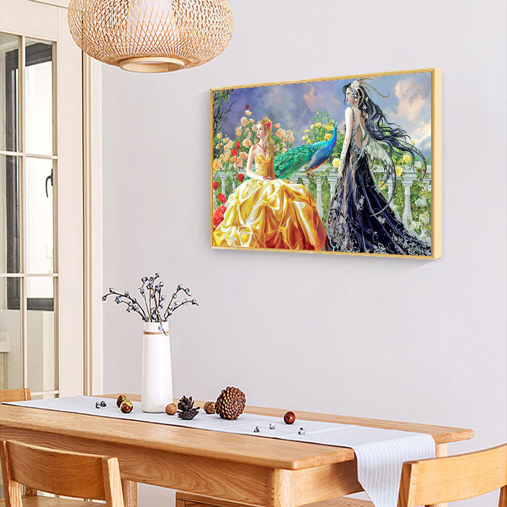 Drill Picture Round DIY Fairy Beauty in Garden Painting Full 5D Diamond Kit