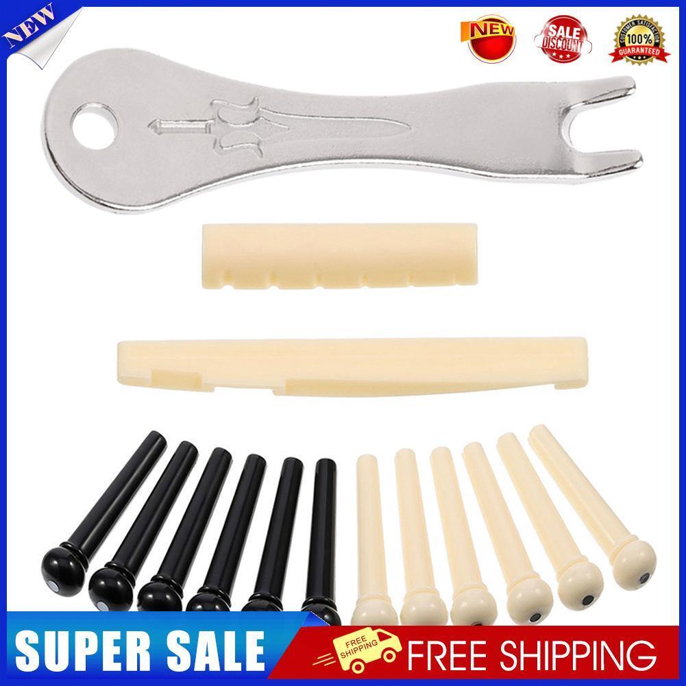 15pcs Acoustic Guitar Bridge Pins Nail Puller Remover Guitar Saddle Nut Set