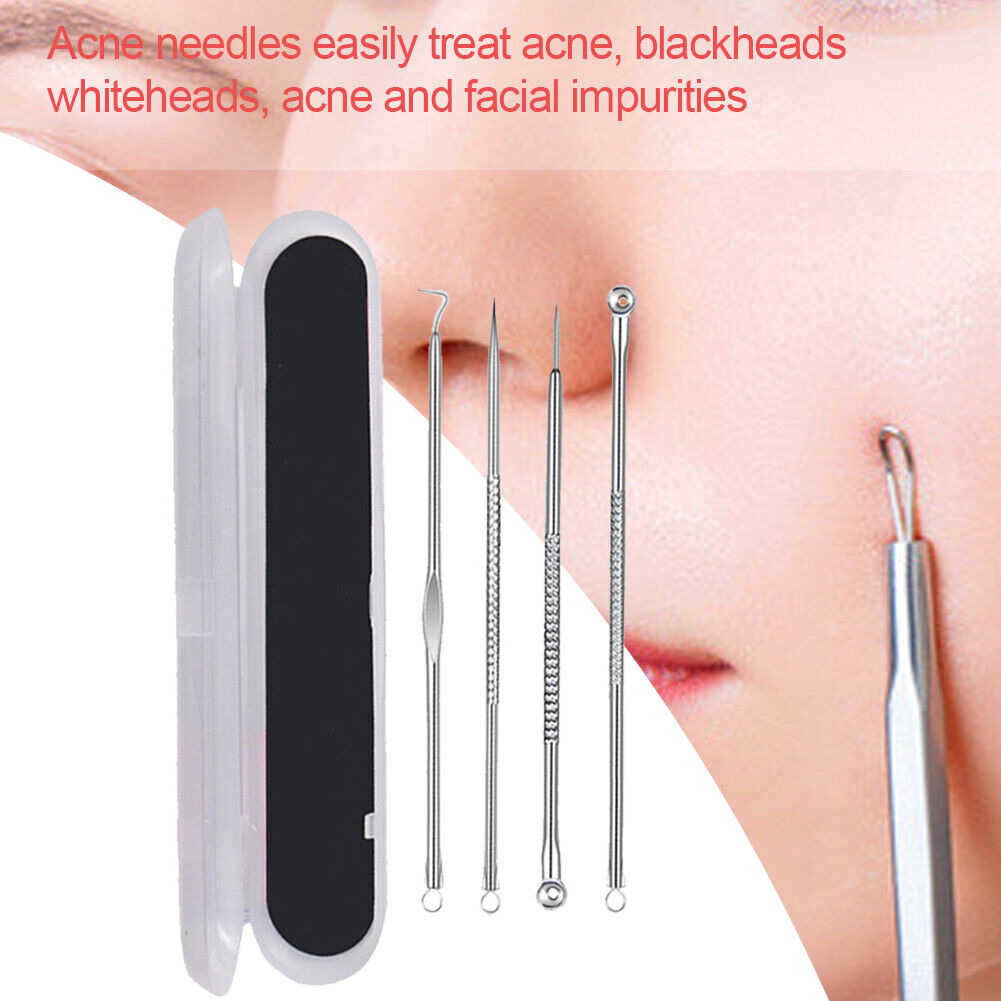 4pcs Stainless Steel Acne Removal Needle Blackhead Pore Cleaner Tools Set