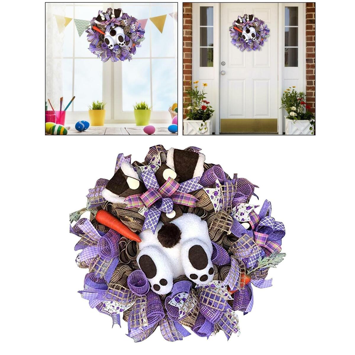 2pcs Easter Bunny Wreath  Spring Hanging Decor  Wreath Attachment