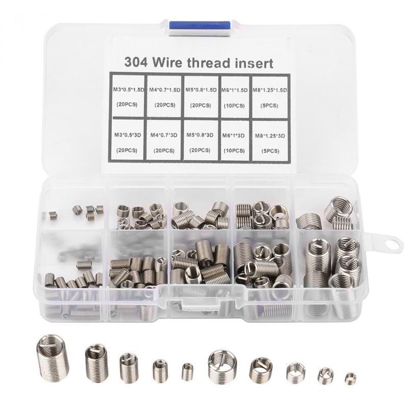 150x Helical Type Wire Screw Repair Sleeve M3 M4 M5 M6 M8 Thread Repair Tool