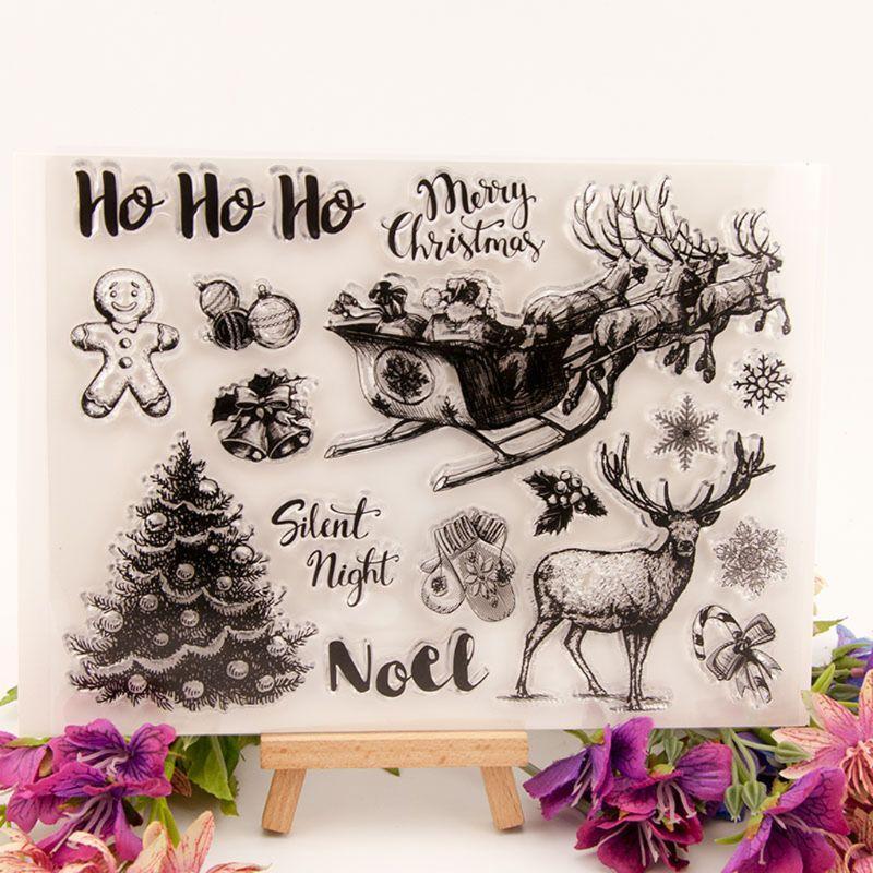 Christmas Deer Tree Silicone Clear Seal Stamp DIY Scrapbooking Embossing Photo