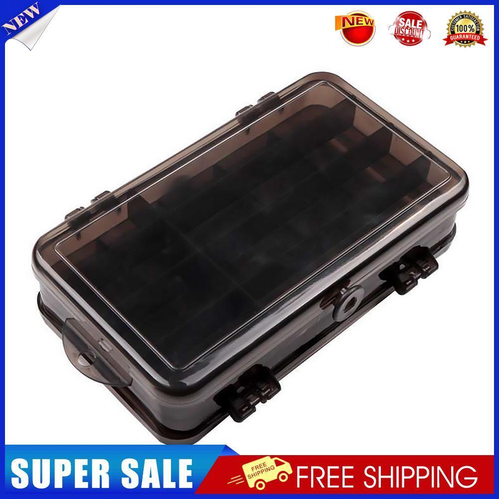 Double Side Fishing Lure Box Bait Case Organizer Fishing Tool (Dark Grey)