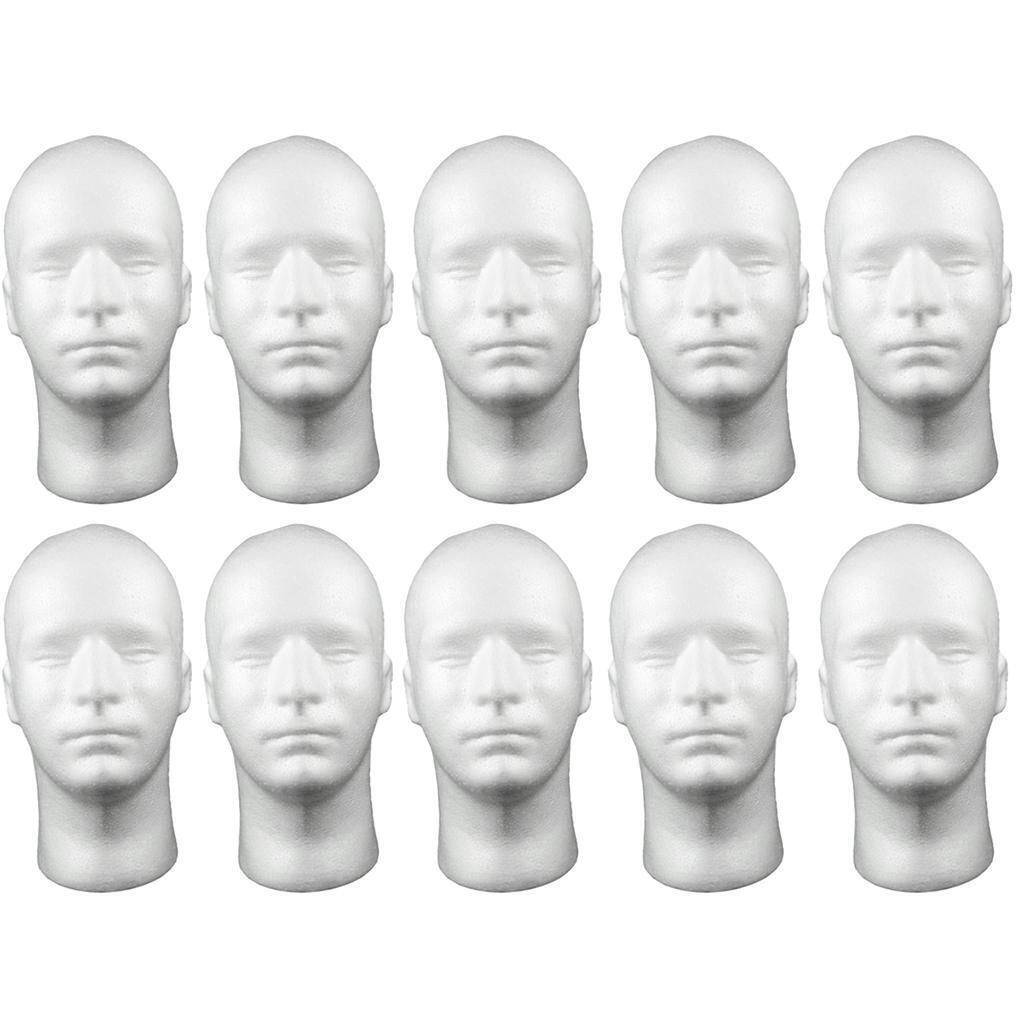 10x Men Foam Manikin  Head for Wigs Glasses Headsets f/