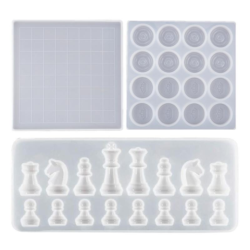 Chess Kit DIY International Chess Pieces Checkers Checkerboard Silicone Mould