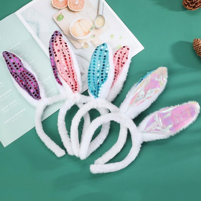 Children Bunny Ear Hair Band Flannel Glitter Slice Hairband Girl Rabbit Ornament