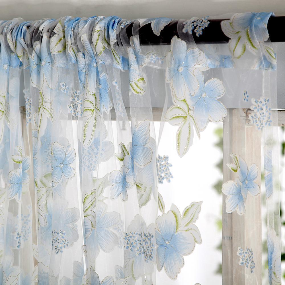 Curtain Living Room Bedroom Home Door Window Curtain (Light Blue)