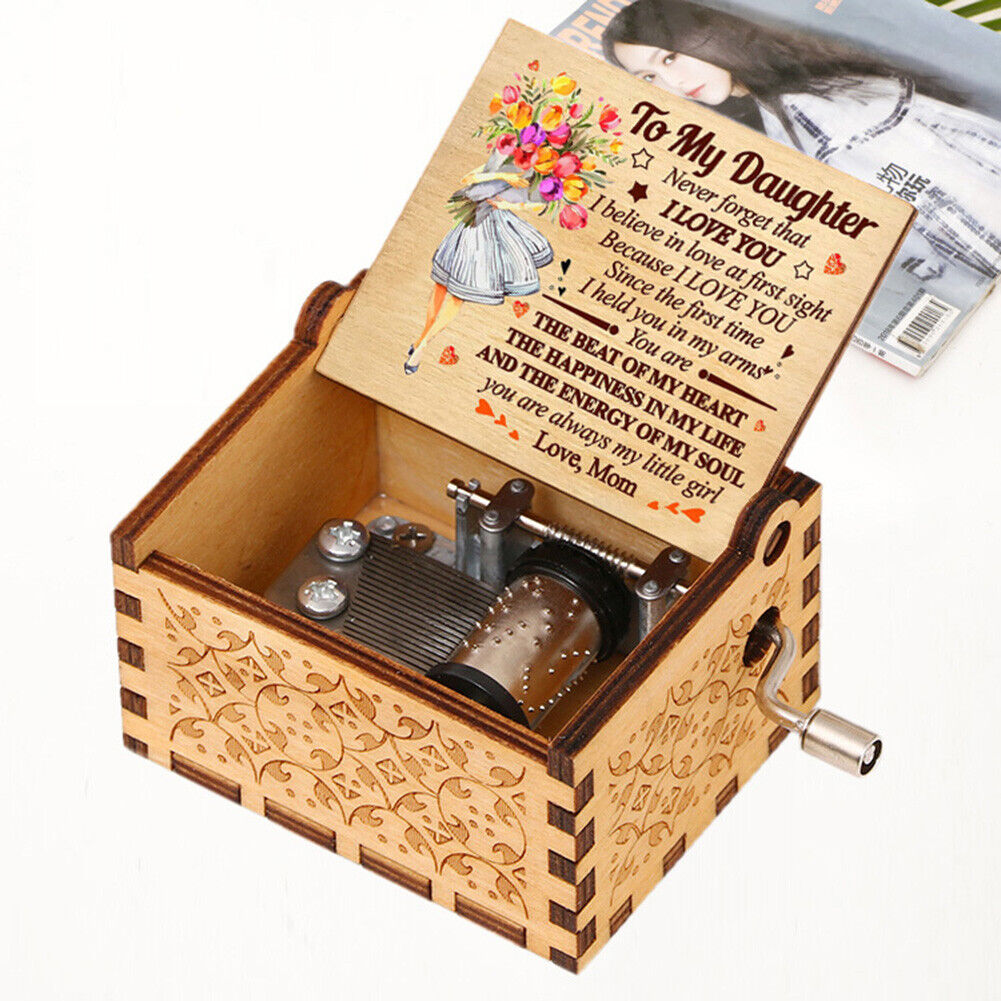 A Letter to My Daughter Hand-cranked Wooden Music Box Melody Musical Gifts