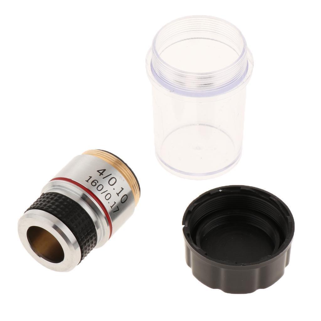 160 / 0.17 4X Achromatic Objective Lens 20.2mm RMS for Biological
