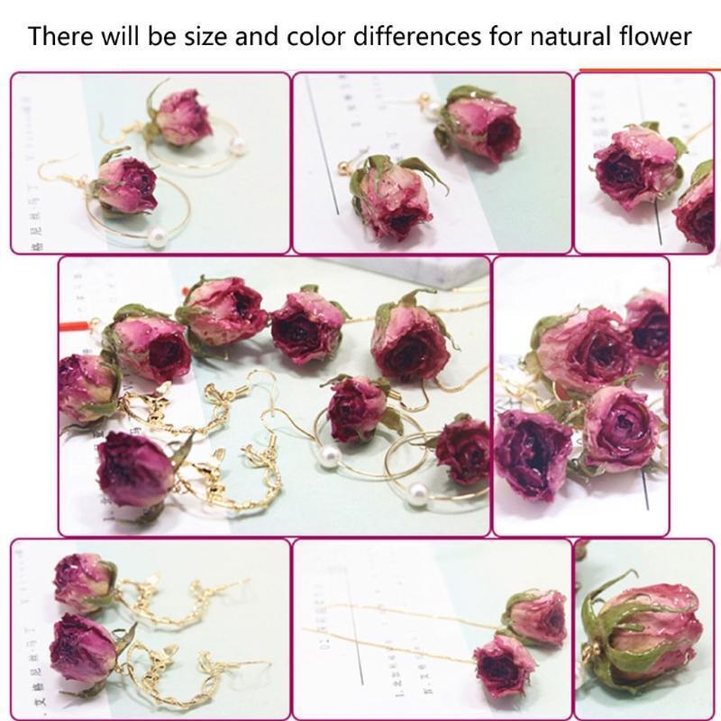 Cute Sweet Red Pressed  Rose Flower Long Drop Earrings Women  Fashion Jewelry