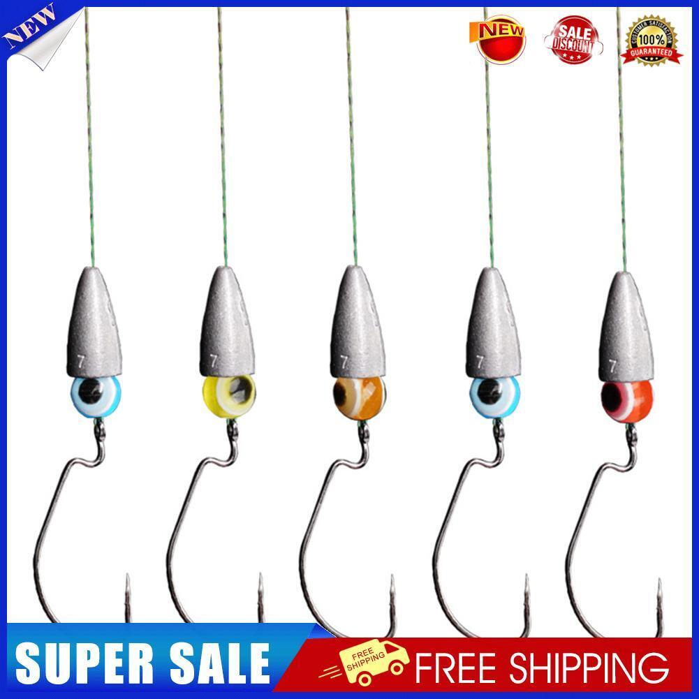 5pcs/Lot Texas Rig Set Hooks for Bass Fish Carolina Fishing Rigged Tackle