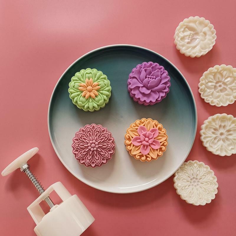125g Mooncake Mold Cartoon Flower Shaped DIY Baking Mold for Mid-Autumn Festival