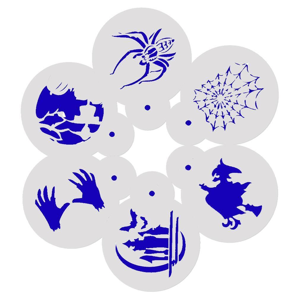 6pcs/Set DIY Halloween Coffee Stencils Cake Baking Scrapbook Templates (A)