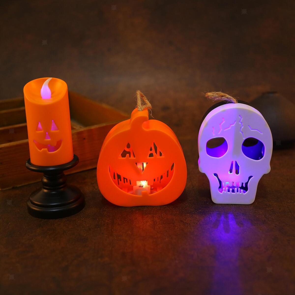 3x LED Colorful Candlestick Halloween Festival Thanksgiving Home Decoration