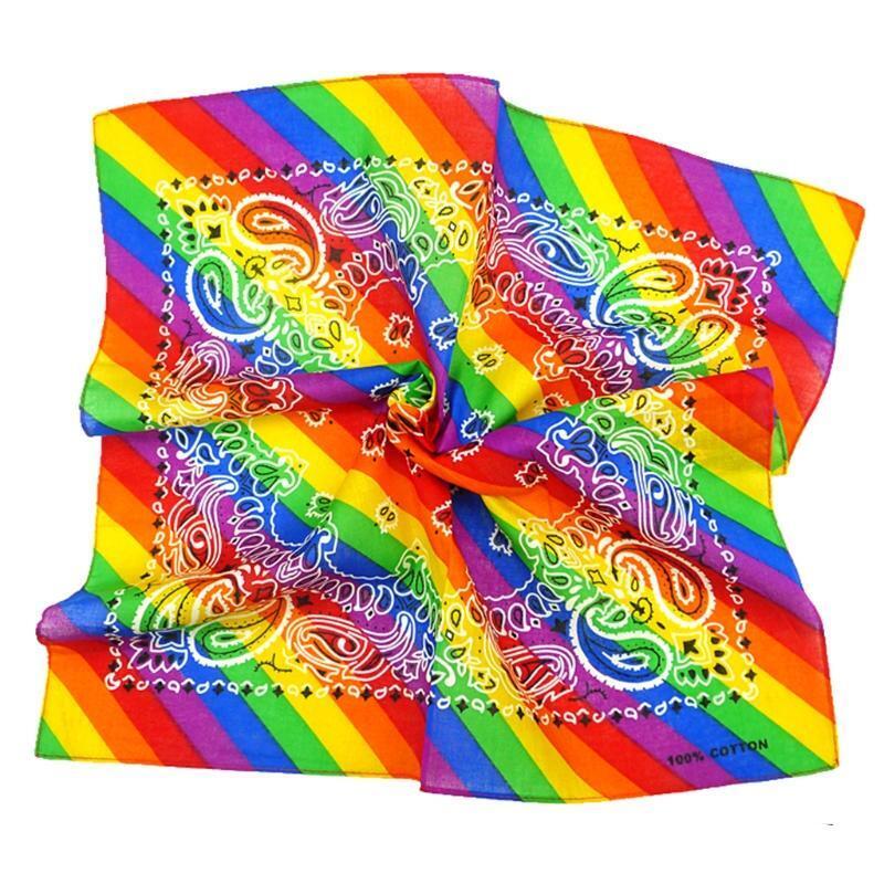Rainbow Paisley Bandana Square Scarf Wrap Headband Motorcycle Sports Wristband