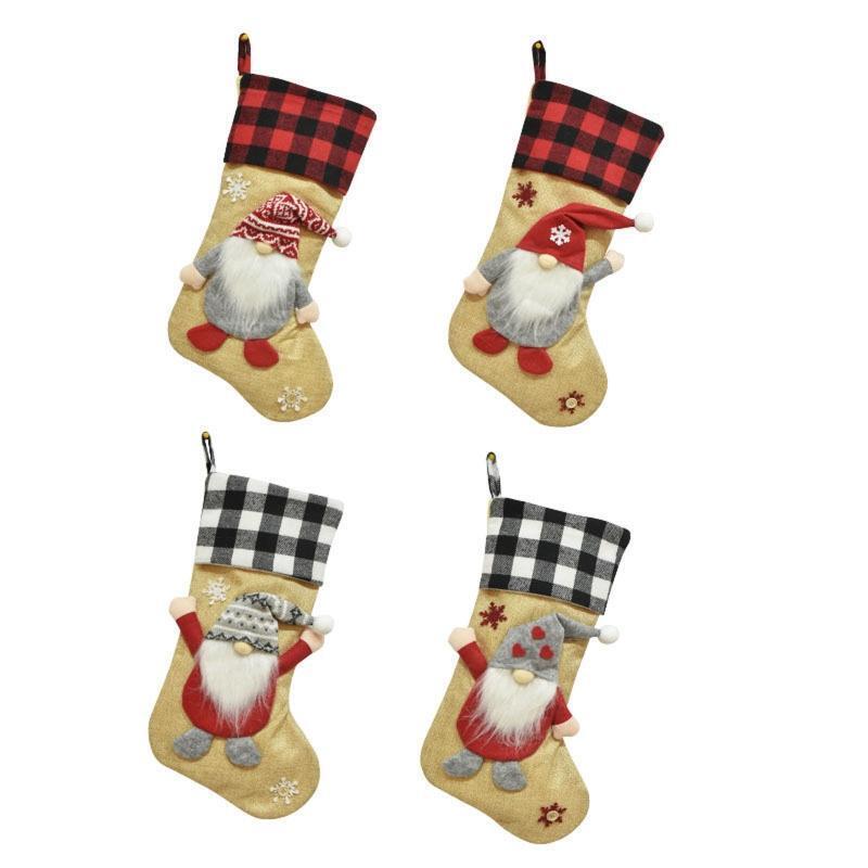 Christmas Gnome Stockings Set of 4 Hanging Ornament Cute Crafts Decor
