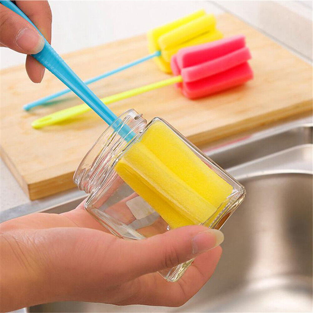 Cup Plastic Feeding Cleaning Tool Baby Bottle Brush Nipple Cleaner Sponge