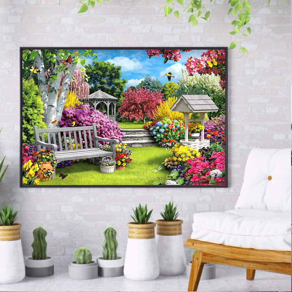 Colorful Garden 5D DIY Full Round Drill Diamond Painting Landscape Mosaic