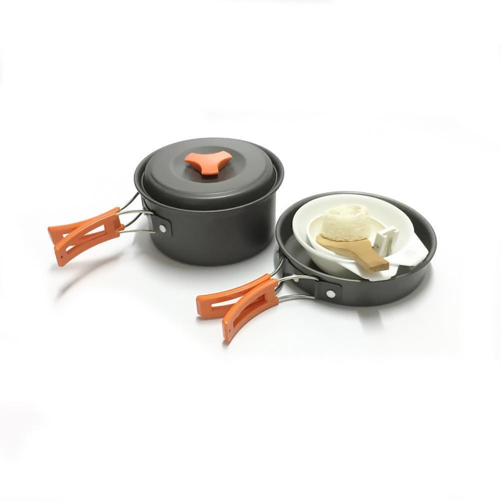 1-2 Person 12pcs Outdoor Camping Hiking Picnic Cookware Bowl Pot Fry Pan