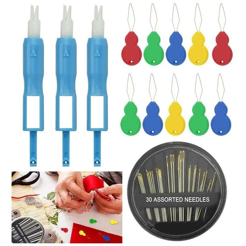 Sewing Tools Set Needle Threader w/ Assorted Needles Hand Sewing Accessories