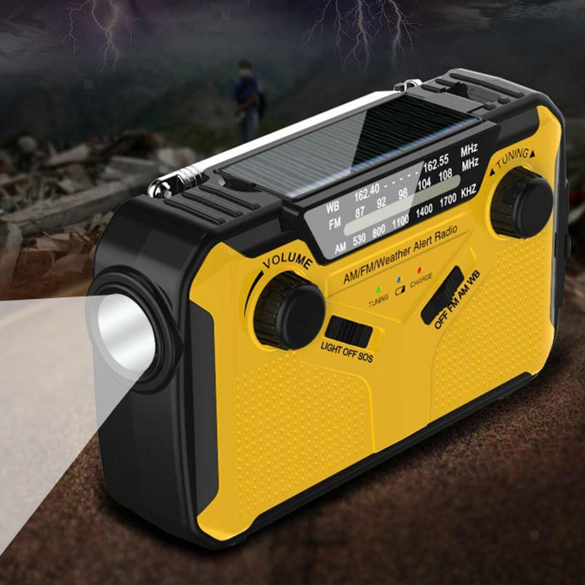 Emergency Weather Radio  Crank Solar ,LED Flashlight Cellphone Charger