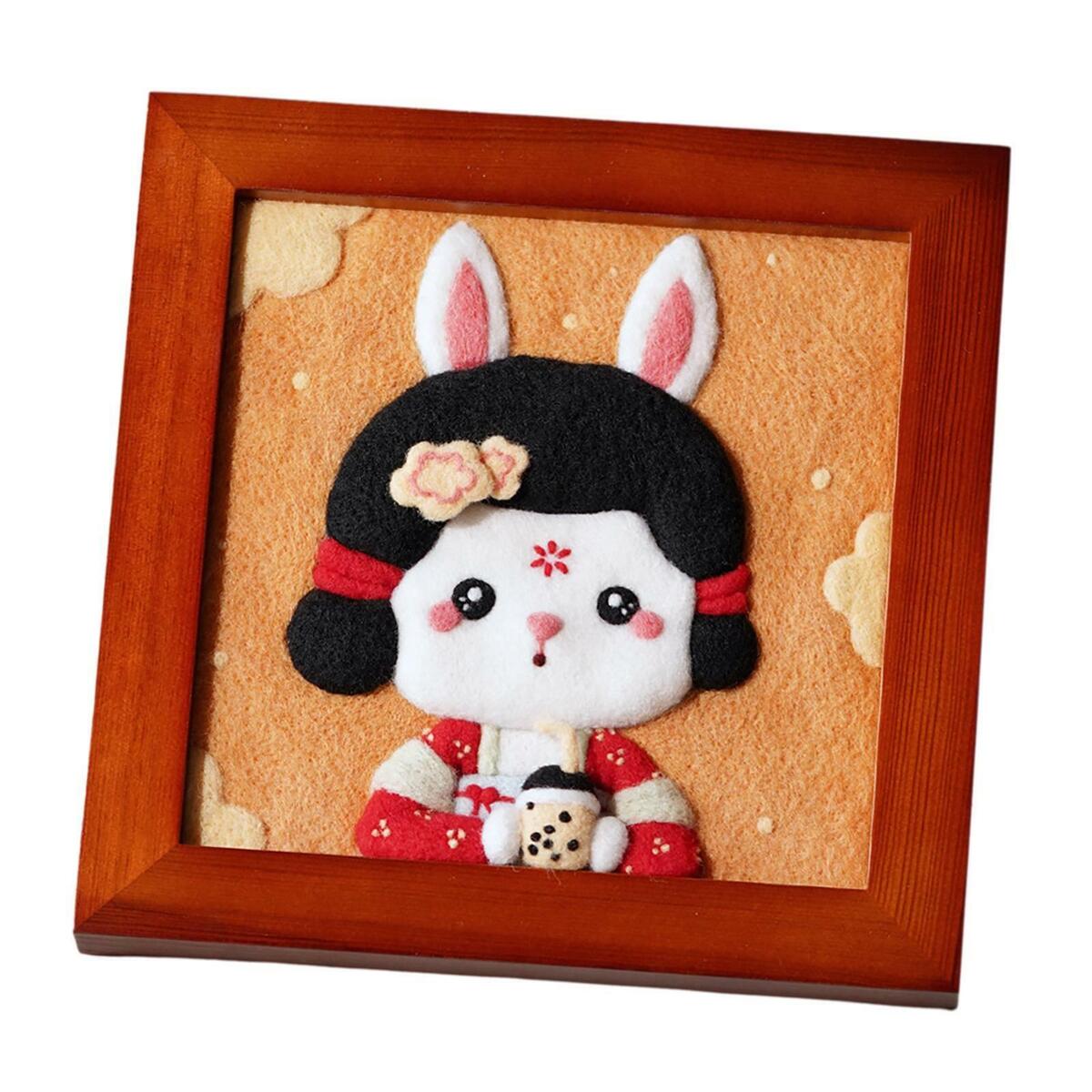 Set of 2 Wool Needle Felting Kit Painting  for Starter Decor