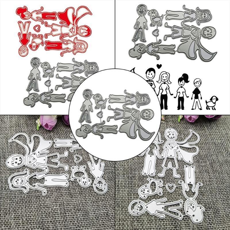 Family Dog Metal Cutting Dies Stencil DIY Scrapbooking Album Paper Card Template