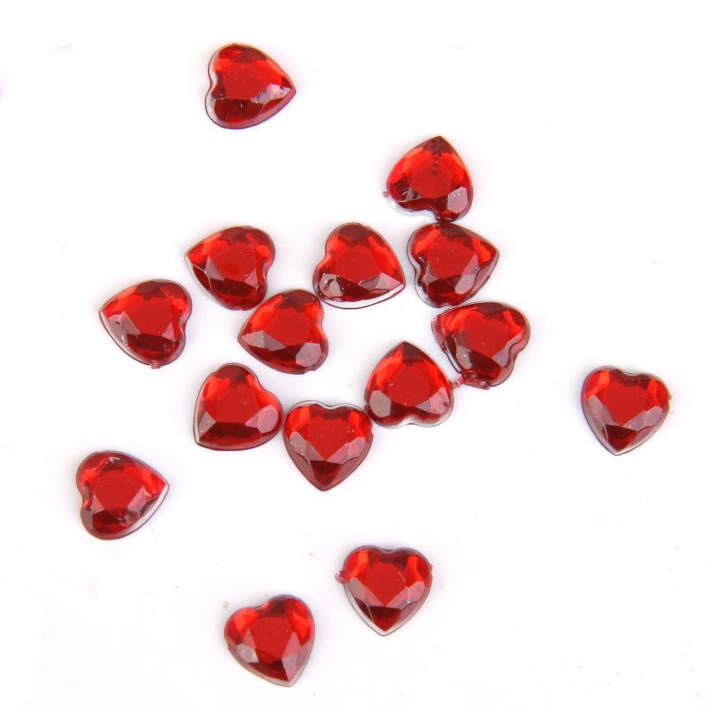 1200 Pieces 8mm Heart Rhinestone Embellishment Wedding Decoration Red