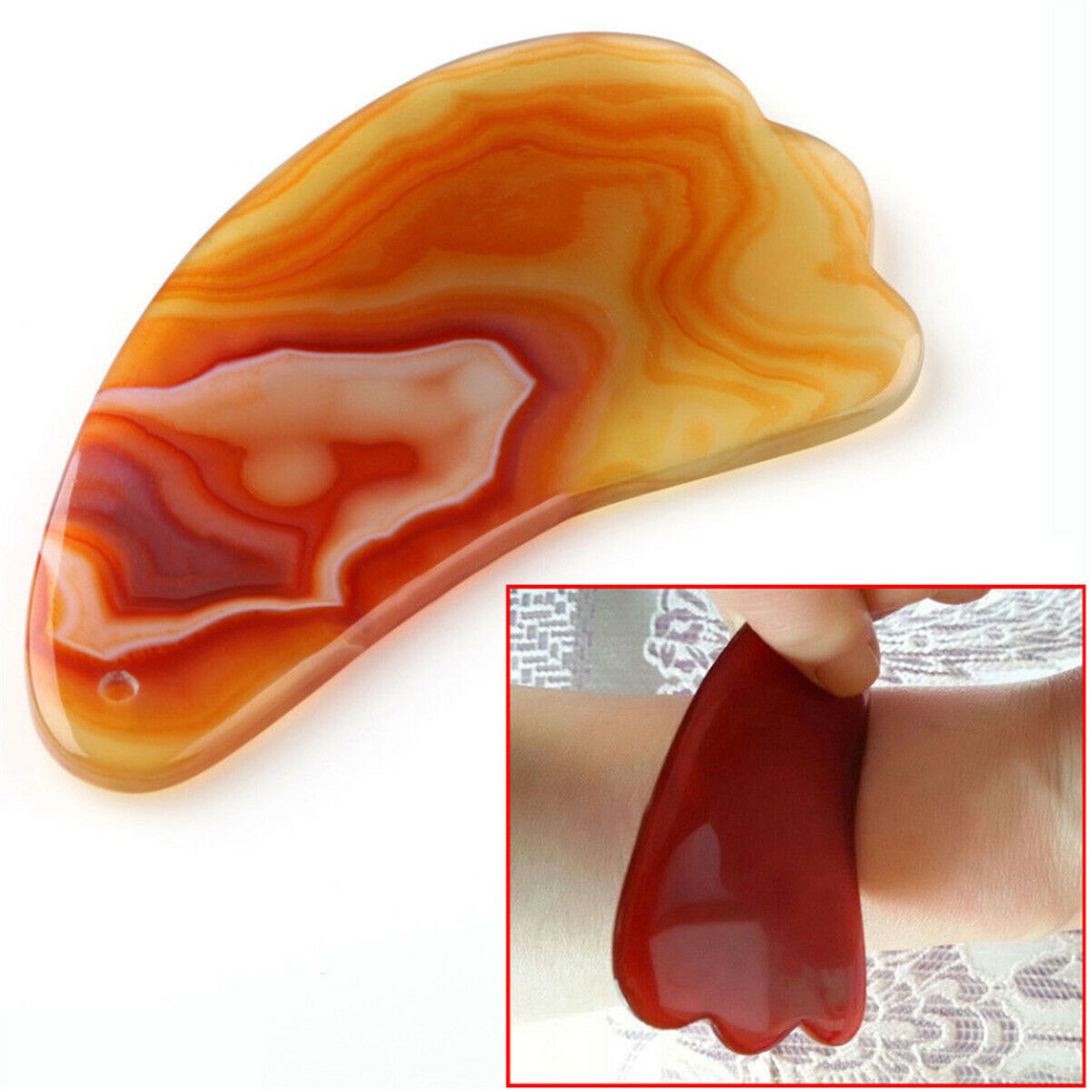 Natural Agate Guasha Carnelian Gua Sha Board Body Face Massage Tools Acupuncture