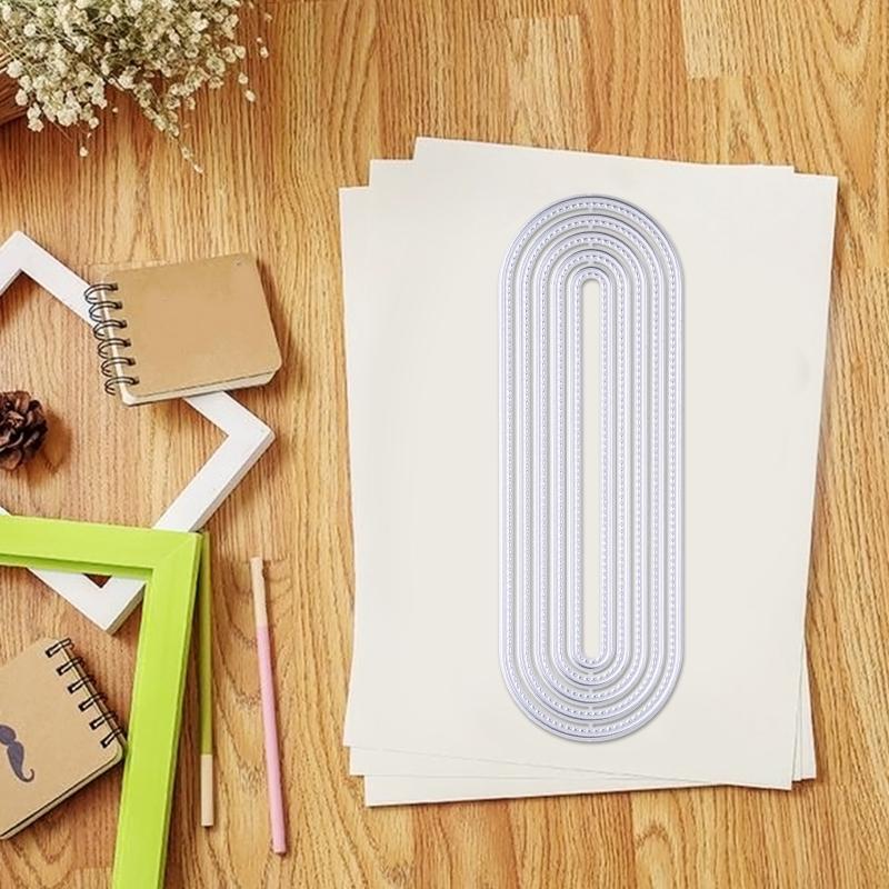 Nested Oval Bookmark Metal Die Cuts Delicate Embossing Script Dies Stencils