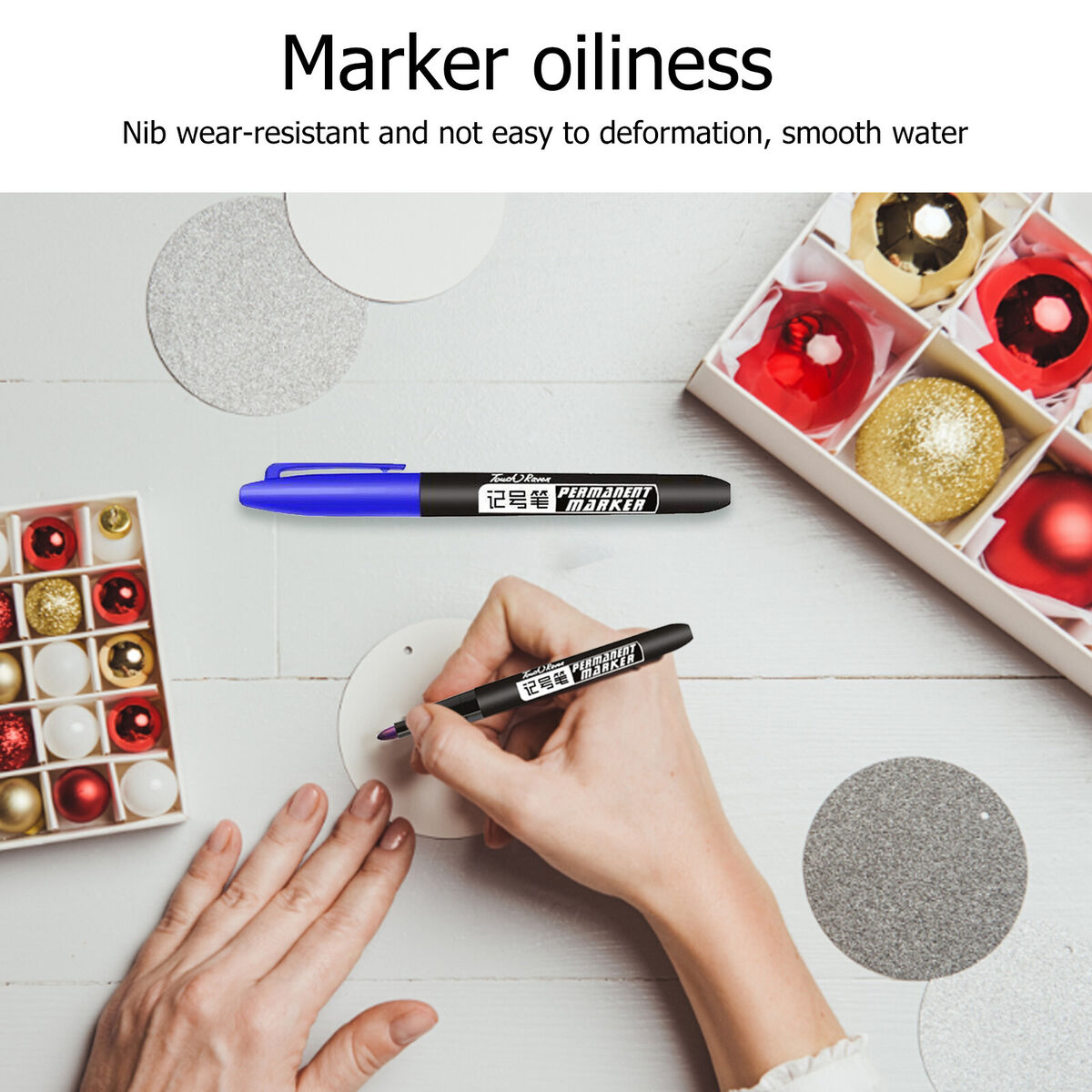 Oiliness Non-Fading & Waterproof Marker Pen Non-Erasable Marker Pen (B)