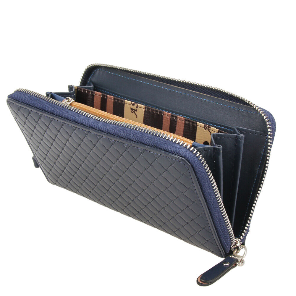 PU Long Leather Wallet Men Card Holder Business Clutch Handbag (Blue)-12463