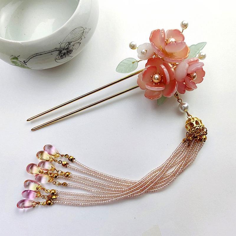Beaded Tassel Hairpin Women Girls Hair Stick Bridal Headwear Decorative Jewelry