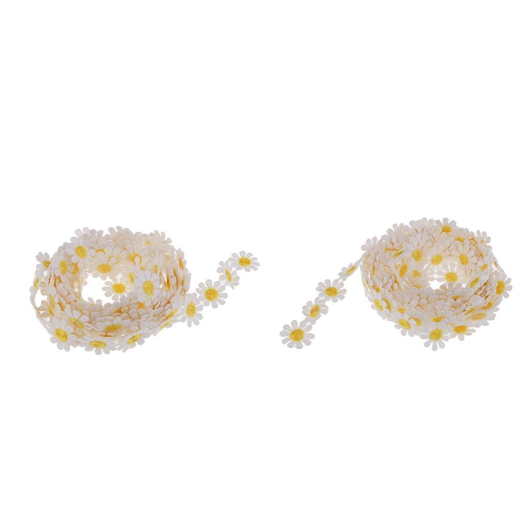 2x 3 Yards 25mm Daisy Embroidery Lace  Applique Ribbon Sewing Crafts DIY