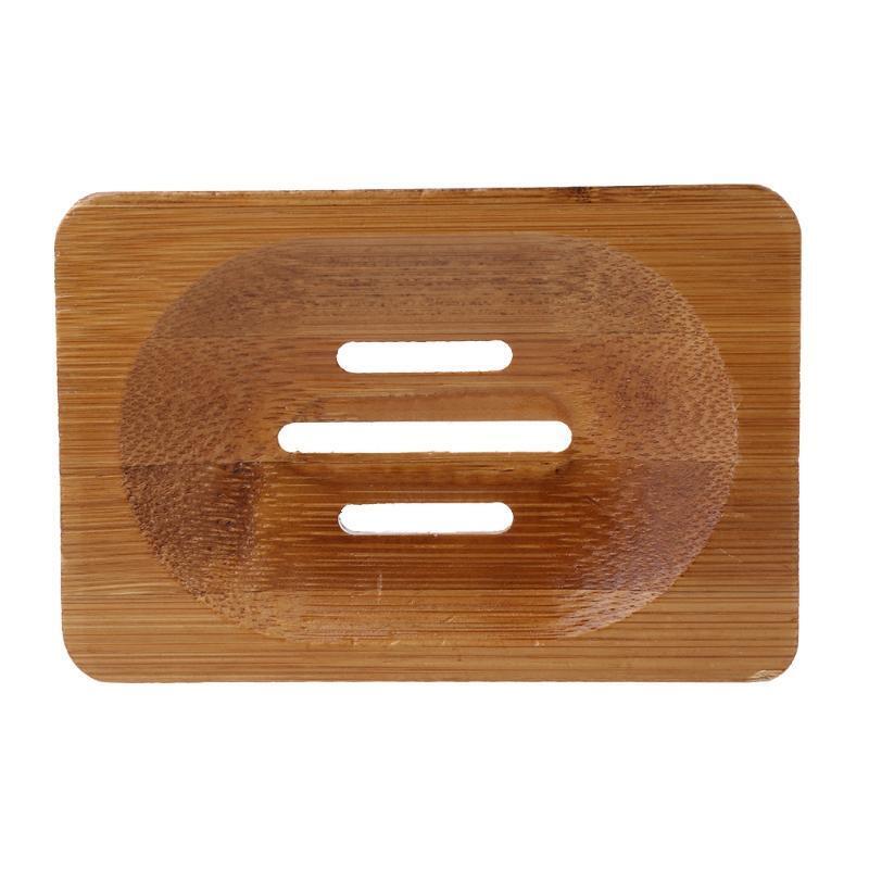 Natural Bamboo Wooden Bathroom Shower Soap Dish Storage Holder Plate Tray