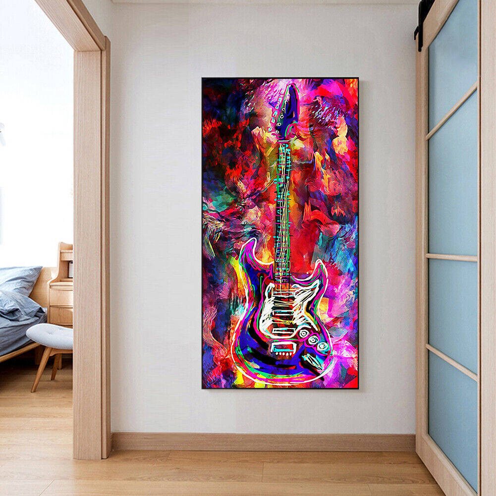 Abstract Guitar Oil Paint By Numbers Kit DIY Handpainted on Canvas Wall Art