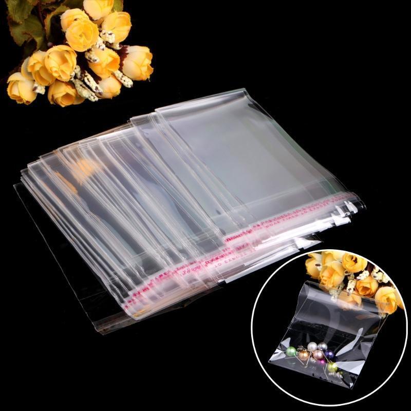 100Pcs Plastic Clear Treat Gift Bags Self-Adhesive Sealing Plastic Bags in Bulk