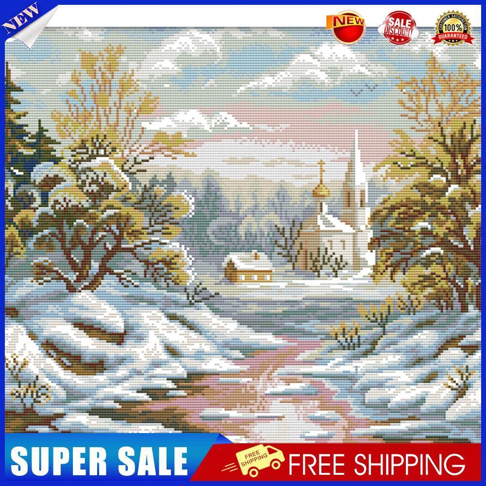 Full Embroidery Kit 14CT DIY First Snow Stamped Cross Stitch Art Needlework