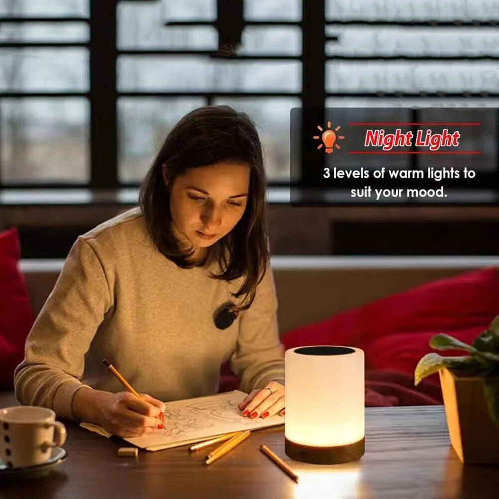 LED Colorful Touch Night Light Dimmable USB Charge RGB Bedside Table Lamp