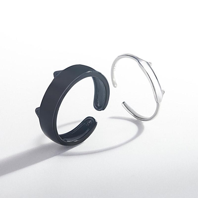 Cat Ears Finger Ring Couple Cartoon Kitten Pet Gift Jewelry for Women Teen Girls