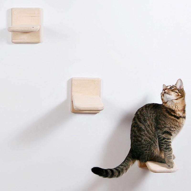 Interesting Cat Climbing Shelf Wooden Cat Stairway Gift for Pet Cats Breeder