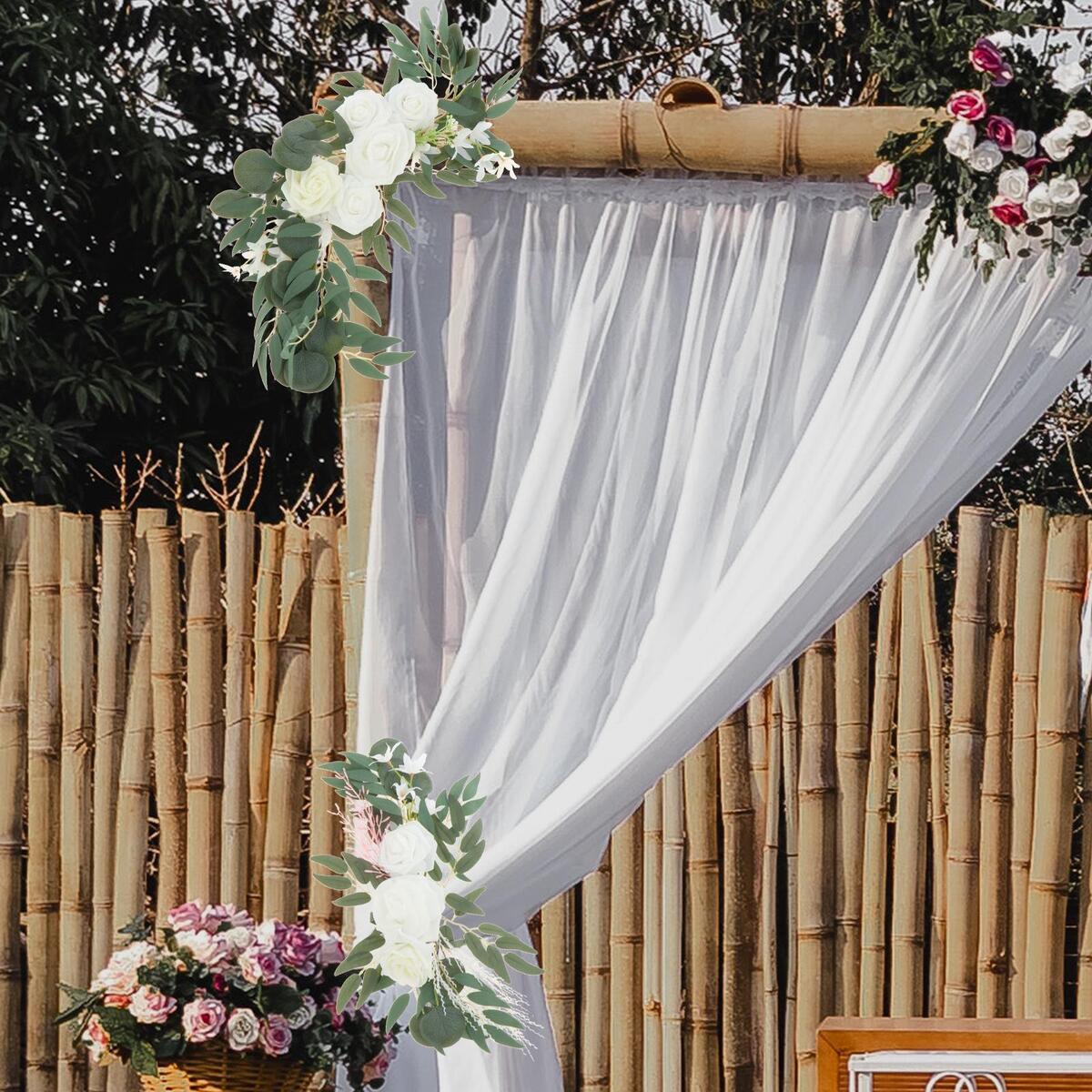 4Pieces Wedding Arch Flowers Rose Flower Swag Garland Wedding Holiday Wall