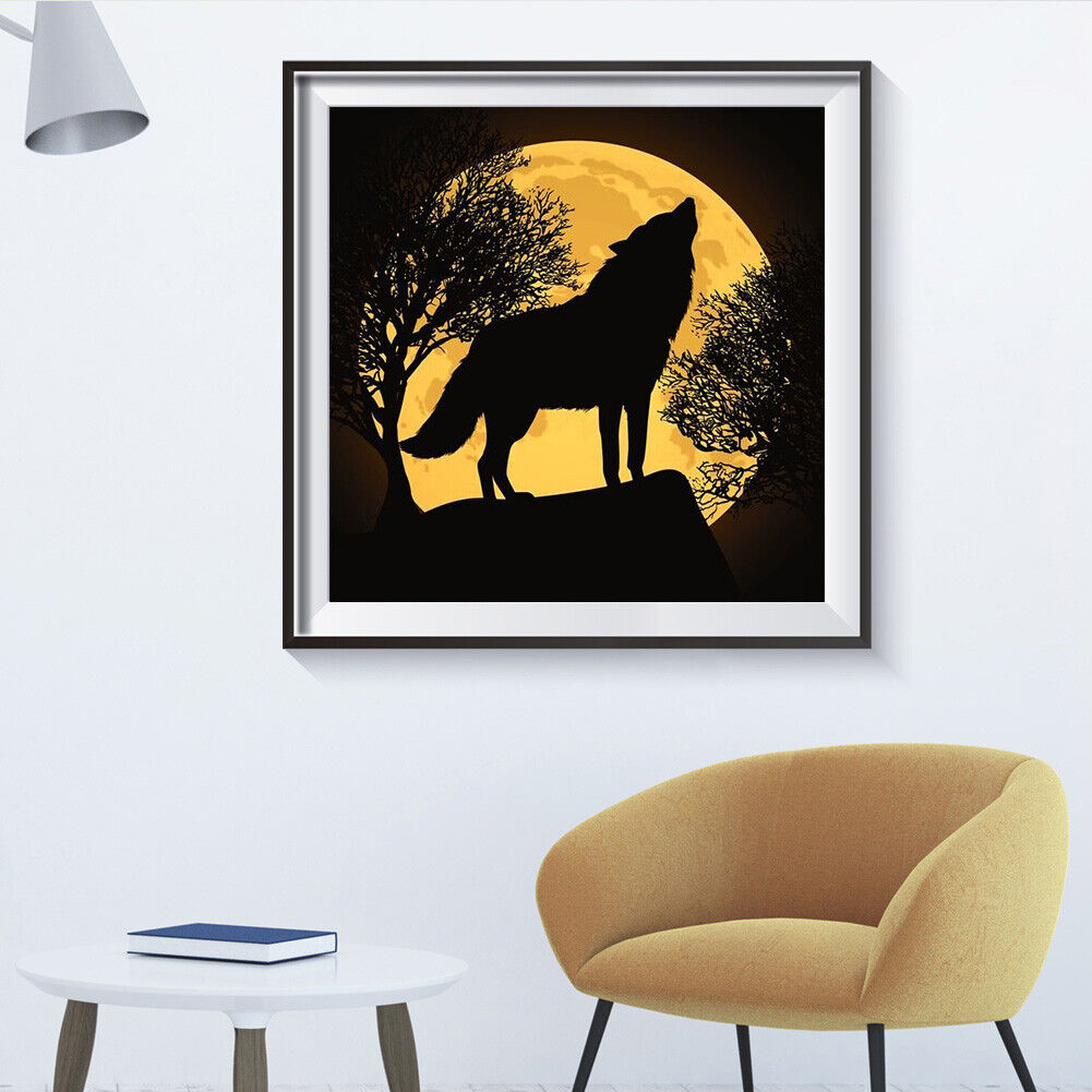 Moon Wolf Full Round Drill DIY Mosaic Diamond Painting Animal Wall Decor