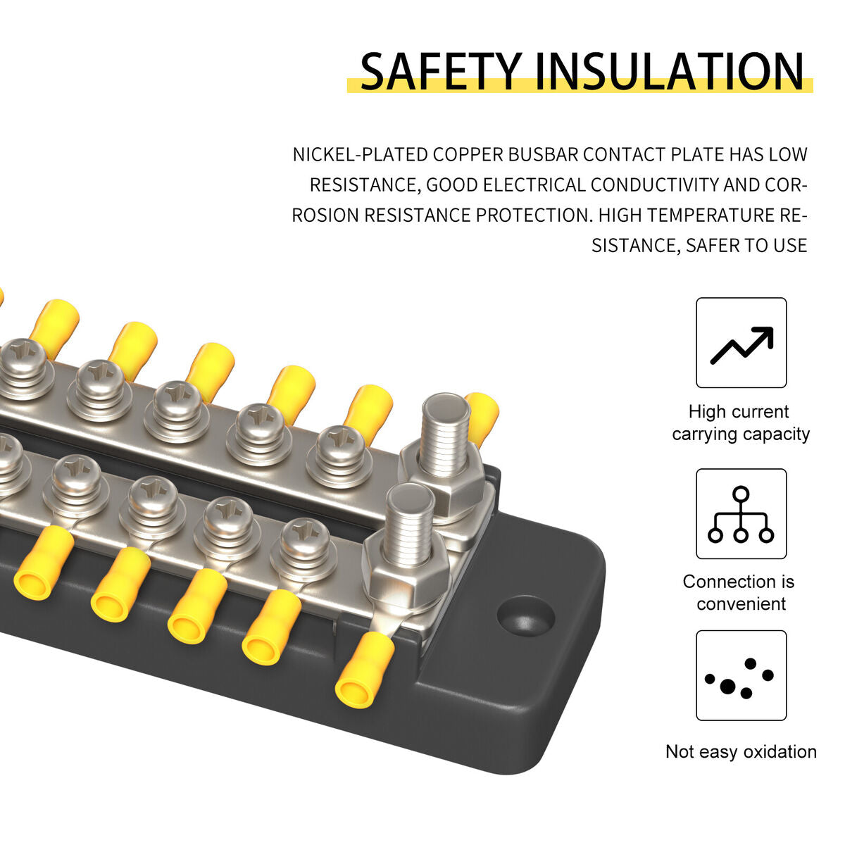 12 Way Dual Row Busbar Solid Plastic Base With Cover OP Terminal DC 150A Busbar