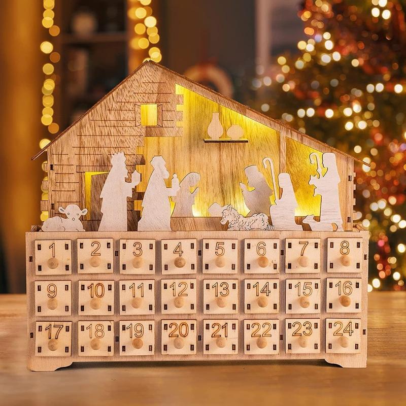 Christmas Countdown Calendar Blind Box Decorative Cute Advent Box Nativity