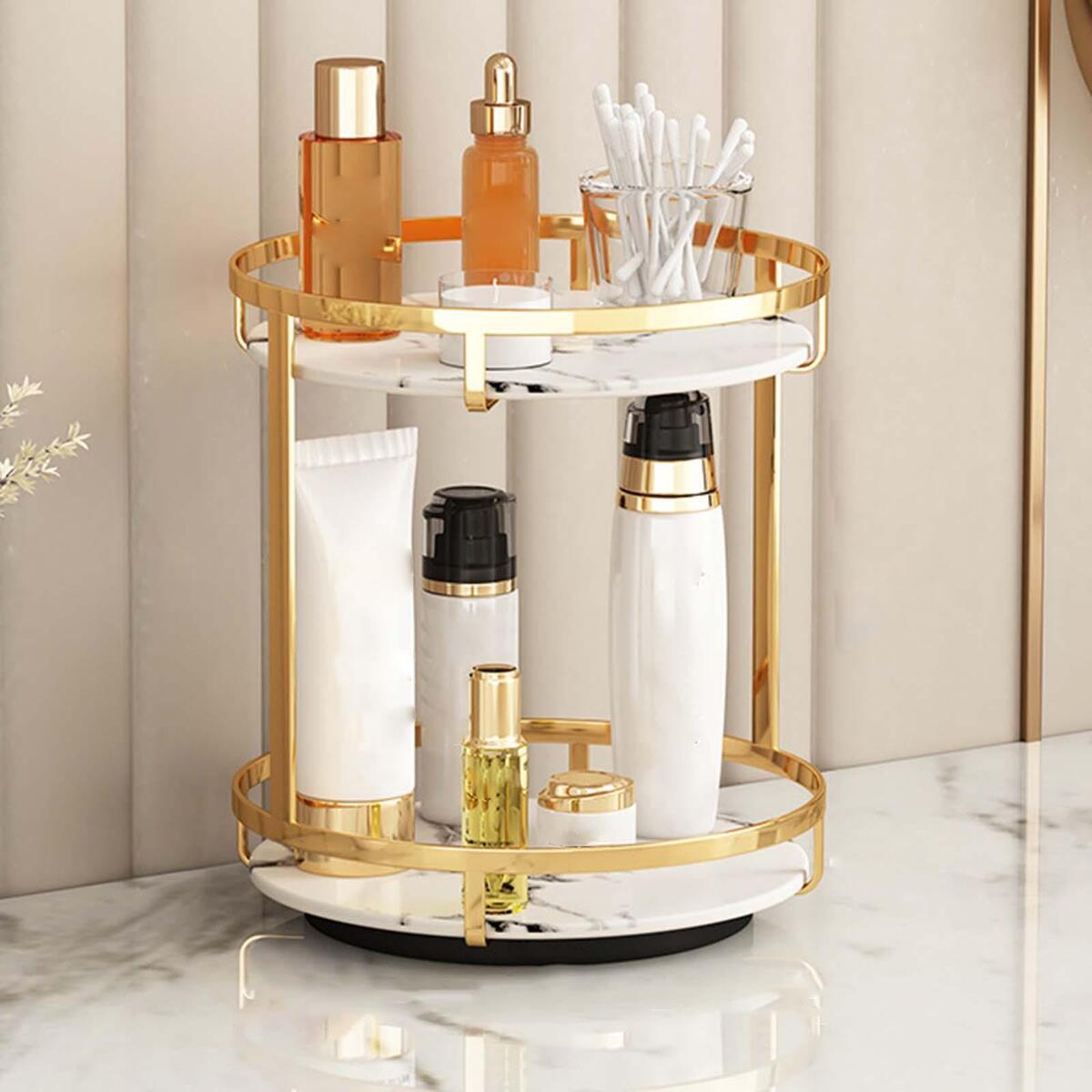 Nordic Makeup Organizer Storage Shelf for Dresser or Vanity Countertop