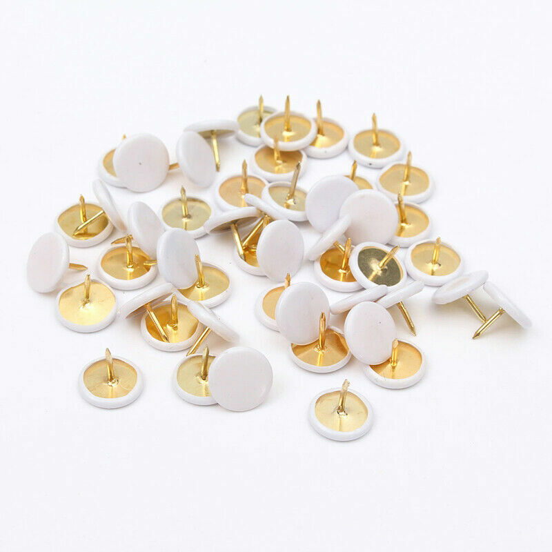 50Pcs Drawing Pins White Thumb Tacks Push Brass Assorted Colours Board Cork