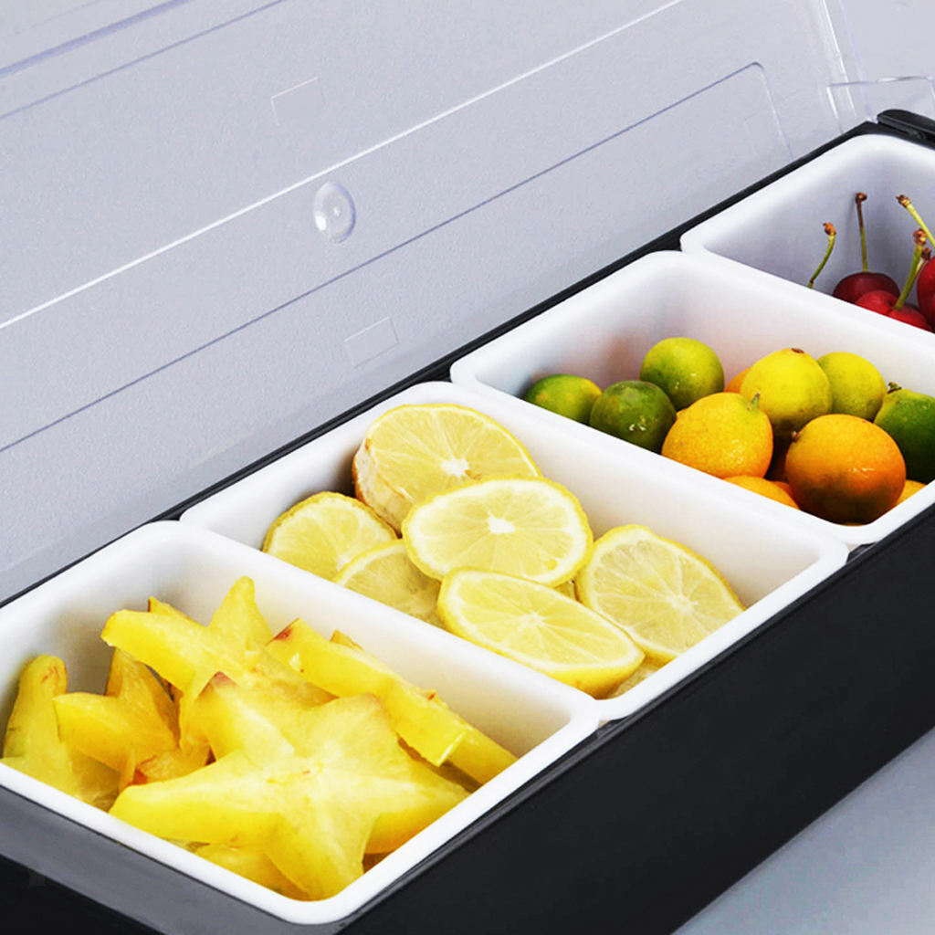 Large Condiment Server Organizer on Ice with Containers and Lid  Serving Bar