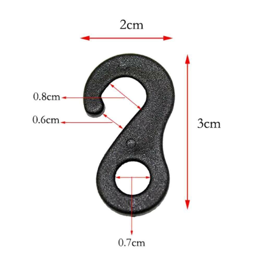 10 Pcs Plastic Shock  Cord Karabiner Hook Elastic Cord Rope End Buckle